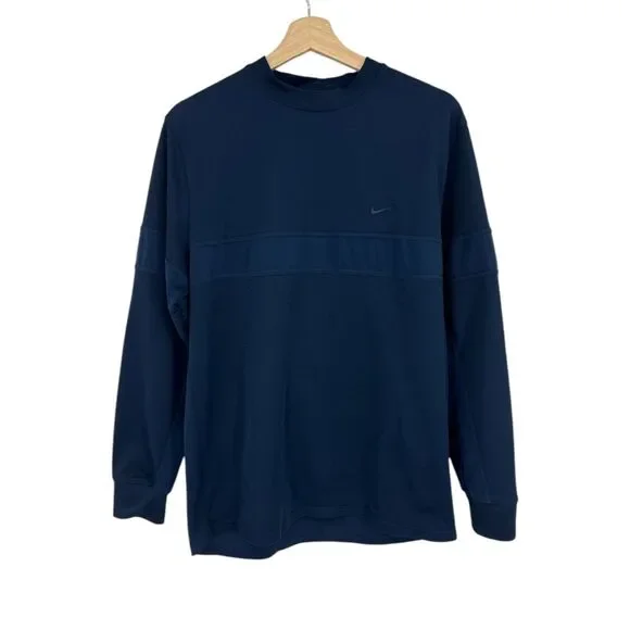 Nike Long sleeve Shirt mens Medium Navy Blue pullover - Picture 1 of 8